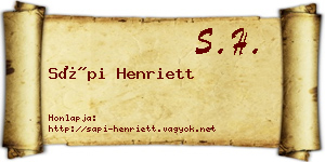 Sápi Henriett névjegykártya